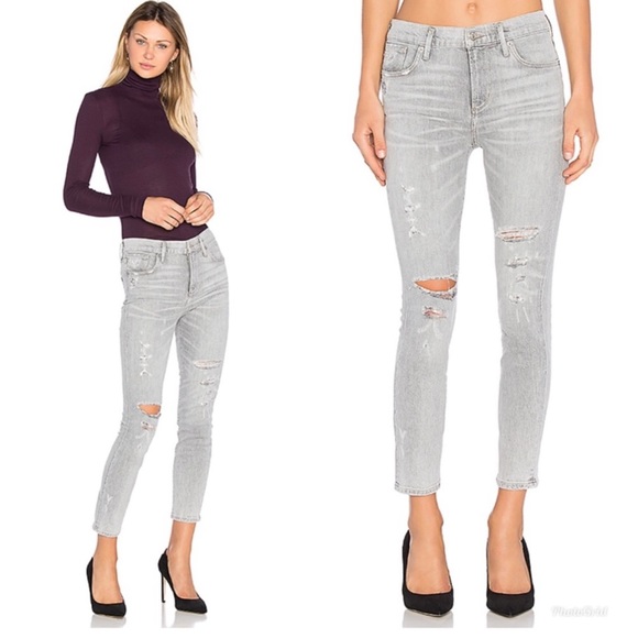 Agolde Denim - AGOLDE Sophie High Rise Crop Skinny Jeans Portland Destructed